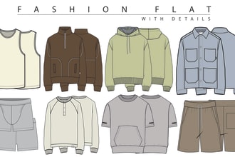 do fashion flat sketch with details