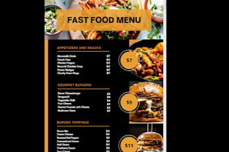 provide a design a menu for a restaurant,etc