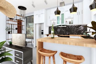 model render 3d kitchen remodel cabinet bath interior design 2d floorplan