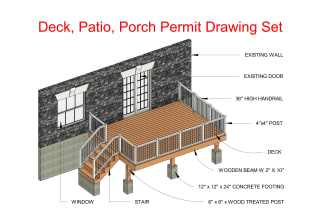 create deck, patio, porch permit drawing set