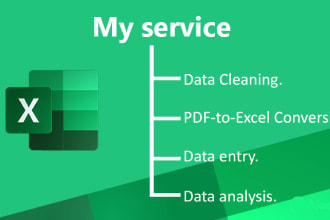 data cleaning, PDF to excel data entry, and data analysis