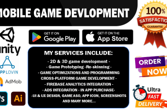 develop or program 2d 3d unity games for android ios web and PC
