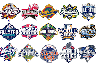 design custom world series, nba mlb nfl all star and parody logo with your name
