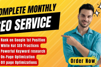 do white hat complete monthly SEO service package with on page, off page