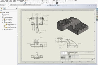 provide 2d mechanical drawings using solidworks, creo, nx