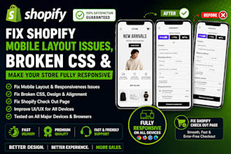 fix shopify mobile layout issues, shopify broken CSS, and fix shopify checkout