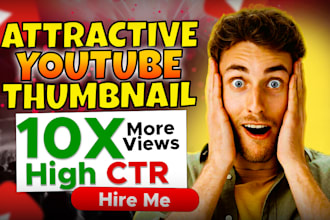 design amazing attractive clickbait youtube thumbnail in 5hr