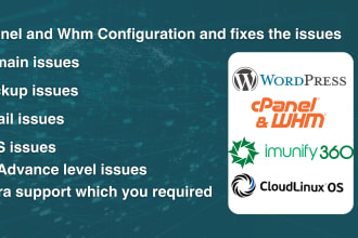 fix all the issues in cpanel, dns, email, backup etc