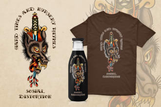 create traditional or old school style tattoo flash design
