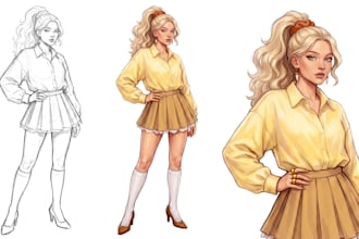 draw anime illustrations and visual novel cg scenes with backgrounds