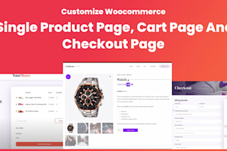 customize woocommerce single product, cart, products page