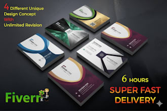 do business card design with 4 concept within 6 hours