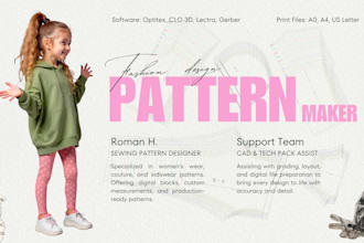 create a custom kids sewing pattern pdf in 24 hours