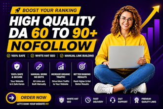 manual 500 high domain authority moz da 60 to 90 plus nofollow seo backlinks