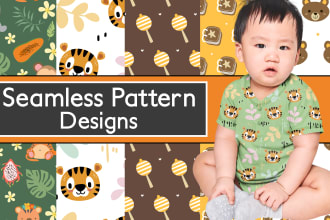 create cute pattern designs for baby kids clothing, t shirt