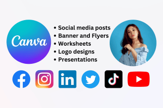 design eye catching canva designs social media posts, banners, and cover photos