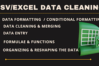 clean, organize, format and merge excel or csv data