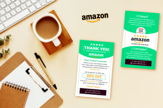 design amazon product insert card, thank you card,  package insert card etc