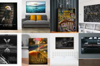 do custom motivational canvas wall art mockup design