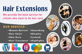 make hair extensions, skincare, makeup, eyelash, hair salon website