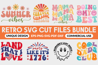 provide retro wavy svg cut files, t shirt design bundle
