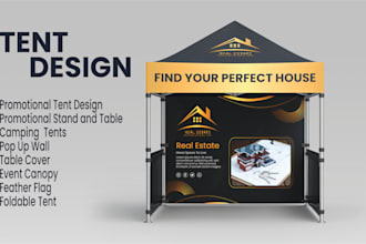 design an custom canopy tent, table cover and feather flag