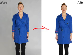 remove background, wrinkles remove from the clothing, fashion photo editing