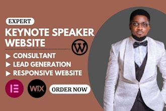 design keynote speaker website, public speaker website with wordpress and wix