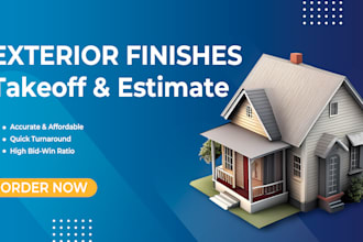exterior finishes, stucco, siding takeoff and construction cost estimate