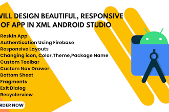 design beautiful, responsive UI of app in XML android studio