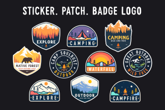 make badges logo designs, stickers, patches and clothing