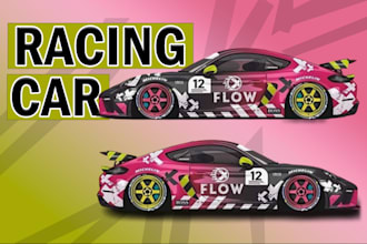 design wrap for racing car,vehicle,van,bus,air plane,truck,car,itasha sports car