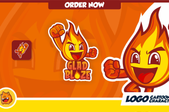 design simple cartoon character logo for app, games, website, and brand