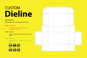 create custom box dieline, die cut and cut line