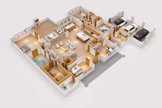 redraw your architectural floor plan to 3d floor plan in sketchup