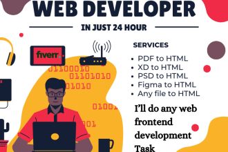 convert psd to html, xd to html, pdf to html in 24 hours