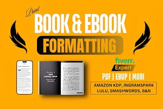 do book formatting and layout design for print and ebook