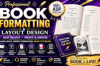 format and design your book for amazon KDP, print, and ebook