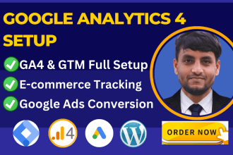 setup google analytics 4, ga4 ecommerce tracking, conversion tracking via GTM