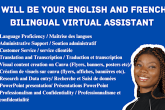 be your english and french bilingual virtual assistant