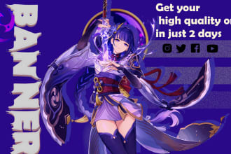 design anime banner, header, gaming banner and more