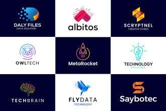 design tech modern application app software company saas platform android logo