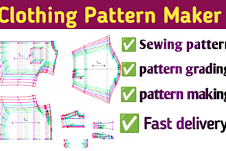 create sewing patterns with professional grading as a sewing pattern expert