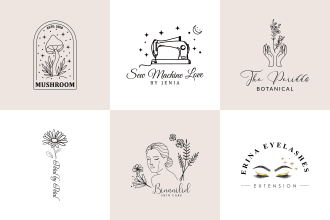 design boho feminine botanical wedding cosmetics flower beauty spa floral logo