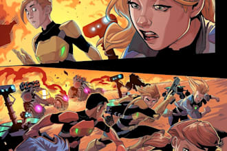 draw your comic book arts, graphic novel illustration, manga comic, webtoon arts