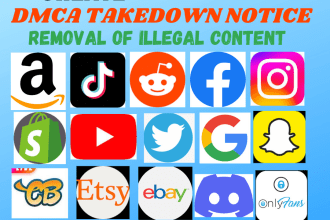remove illegal and leaked content from youtube,reddit,facebook,tiktok under dmca