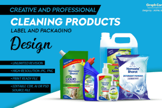 do cleaning label, product, sticker, pouch and packaging