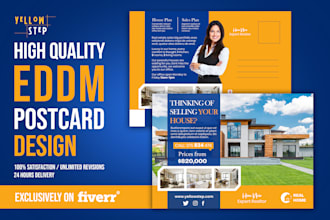 design real estate postcard, direct mail eddm postcard or half page flyer