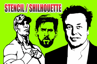 draw professionally silhouette logo or stencil to your picture