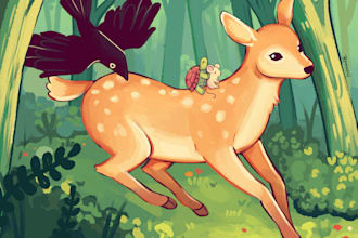 illustrate in a children storybooks or cartoon style